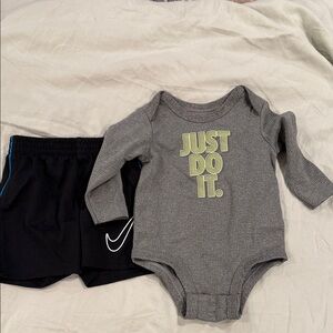 Nike Gray and Black Kids Bodysuit and shorts bundle